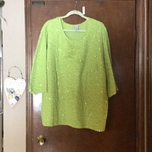 Catherine's 3X green glitter blouse